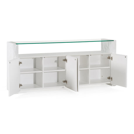 Ashley - Modern Glass + White Fiberglass Buffet - View Image 1