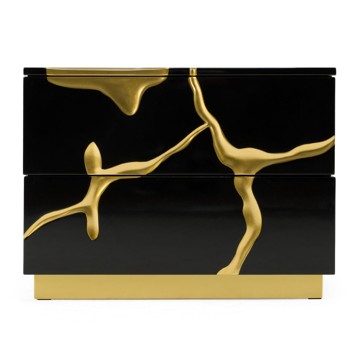 Modrest Aspen - Modern Wide Black and Gold Nightstand