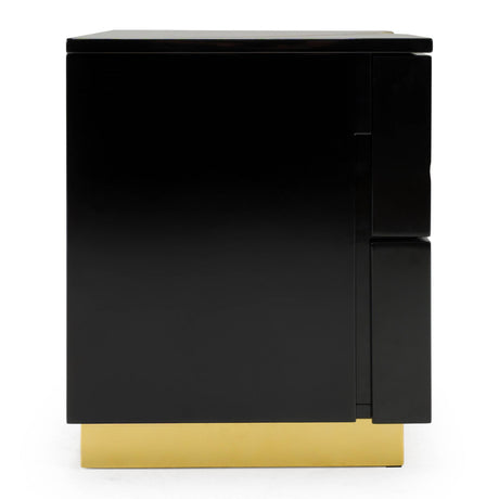 Modrest Aspen - Modern Wide Black and Gold Nightstand