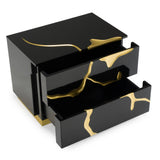 Modrest Aspen - Modern Wide Black and Gold Nightstand