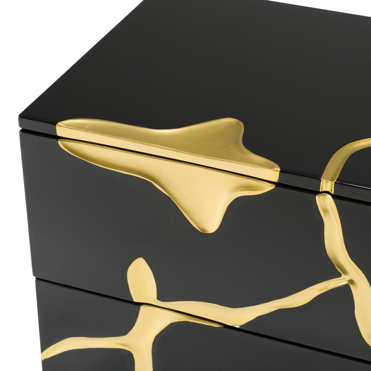 Modrest Aspen - Modern Wide Black and Gold Nightstand