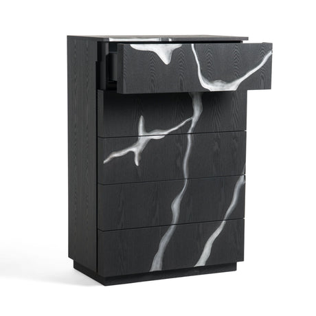 Modrest Aspen - Modern Matte Brown Ash & Silver Chest