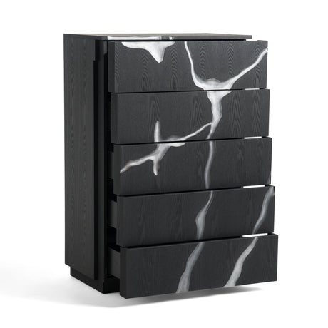 Modrest Aspen - Modern Matte Brown Ash & Silver Chest