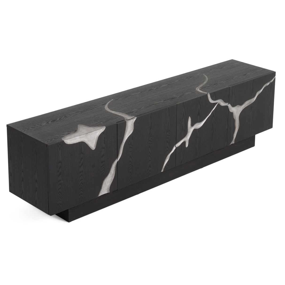Modrest Aspen - Modern Matte Brown Ash & Silver TV Stand