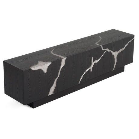 Modrest Aspen - Modern Matte Brown Ash & Silver TV Stand