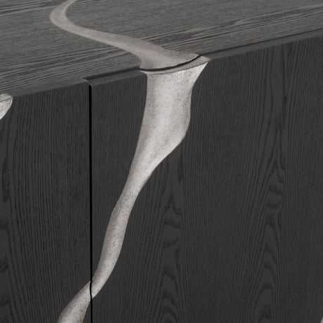 Modrest Aspen - Modern Matte Brown Ash & Silver TV Stand