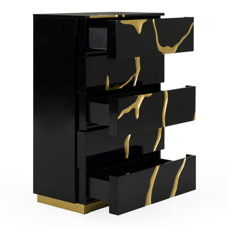Aspen - Modern Black & Gold Wide Chest - View Image 1