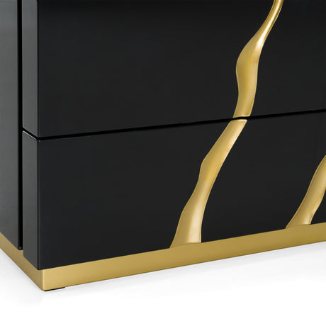 Aspen - Modern Black & Gold Wide Chest - View Image 1