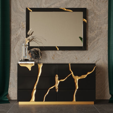 Aspen Modern Black Velvet & Gold 4-Piece Bedroom Set – VIG Furniture - sold by Home Elegance USA