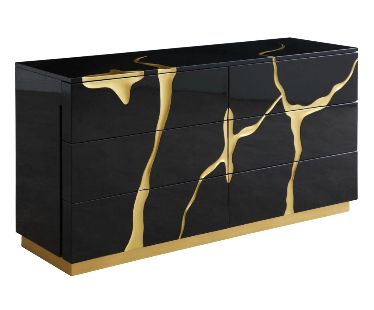 Aspen Modern Black Velvet & Gold 4-Piece Bedroom Set – VIG Furniture - Home Elegance USA