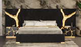 Eastern King Aspen - Modern Black + Gold 4-Piece Bedroom Set - View Image 1