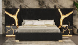 Eastern King Aspen - Modern Black + Gold 4-Piece Bedroom Set