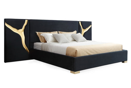 Aspen Modern Black Velvet & Gold 4-Piece Bedroom Set – VIG Furniture - sold by Home Elegance USA