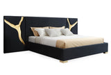 Eastern King Aspen - Modern Black + Gold 4-Piece Bedroom Set