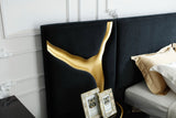 Eastern King Aspen - Modern Black + Gold 4-Piece Bedroom Set