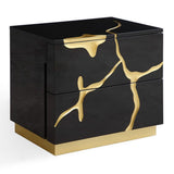 Eastern King Aspen - Modern Black + Gold 4-Piece Bedroom Set