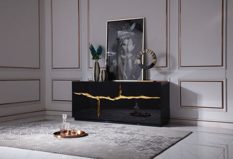Modrest Aspen - Modern High Gloss Black & Gold Buffet - sold by Home Elegance USA