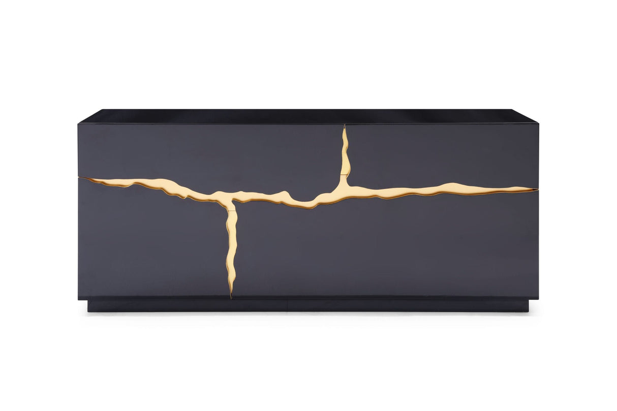 Modrest Aspen - Modern High Gloss Black & Gold Buffet - sold by Home Elegance USA