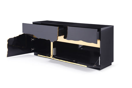 Modrest Aspen - Modern High Gloss Black & Gold Buffet - sold by Home Elegance USA