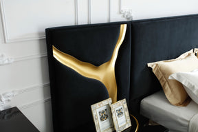Aspen - Eastern King Glam Black Velvet & Gold Bed - View Image 1
