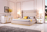 Sterling - Queen Modern Beige + Gold Bed + Nightstands - View Image 1