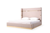 Sterling - Eastern King Modern Beige + Rose Gold Bed + Nightstands - View Image 1