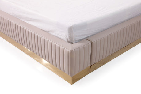 Sterling - Eastern King Modern Beige + Rose Gold Bed + Nightstands - View Image 1