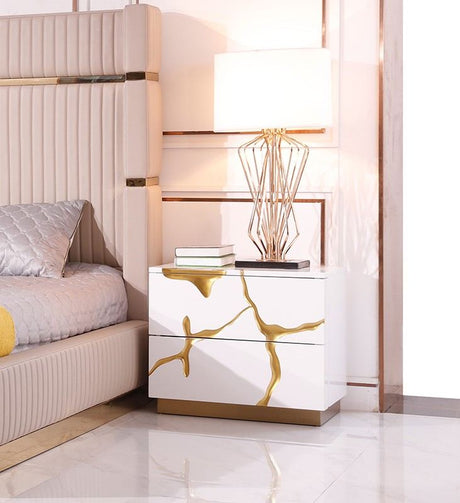 Sterling - Queen Modern Beige + Gold Bed + Nightstands - View Image 1