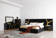 Aspen - Eastern King Modern Black + Gold Bed + Nightstands - View Image 1