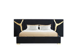 Aspen - Eastern King Modern Black + Gold Bed + Nightstands - View Image 1