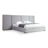 Eastern King Athena - Modern Light Grey Linen + Gold Bed