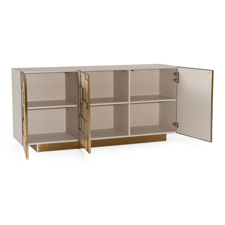 Modrest Auer - Mid-Century Modern Cream Ash + Gold Buffet