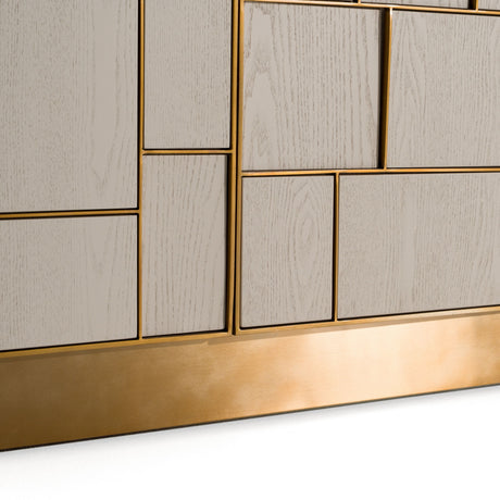 Modrest Auer - Mid-Century Modern Cream Ash + Gold Buffet