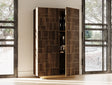 Auer- Brown Oak & Gold Wine Rack Cabinet - View Image 1