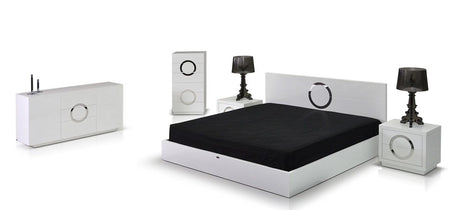 Queen Ovidius - Modern White Crocodile Lacquer Bed