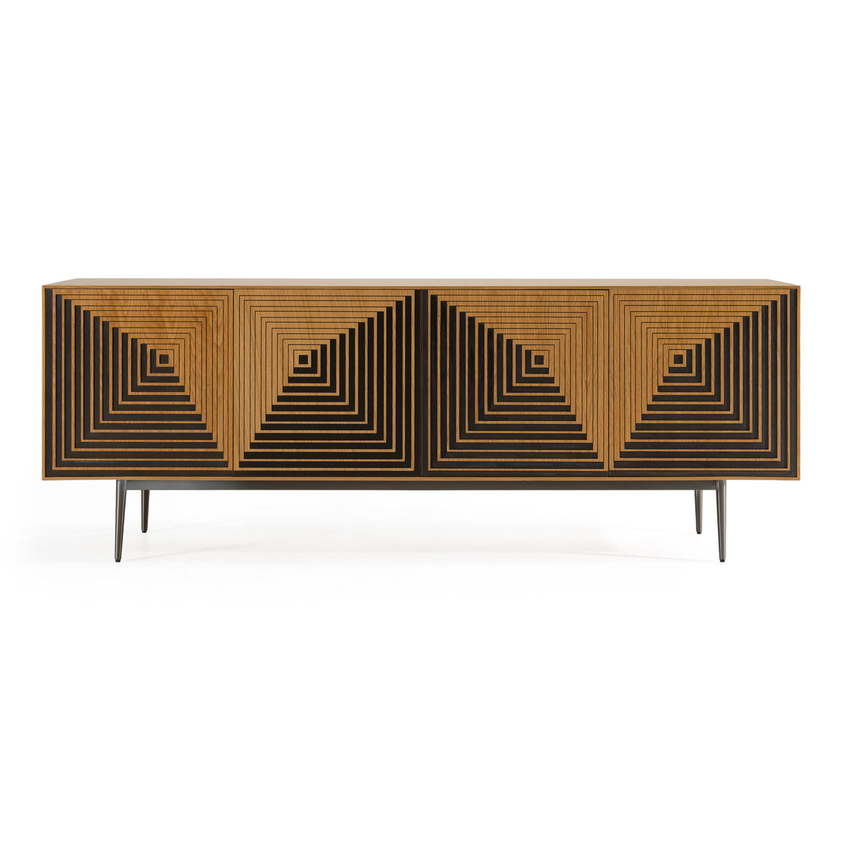 Azteca - Modern White Oak + Black Geometric Pattern Buffet - View Image 1