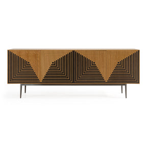 Azteca - Modern White Oak + Black Geometric Pattern Buffet - View Image 1
