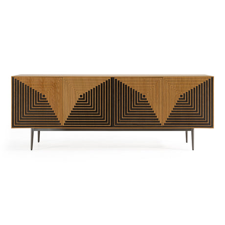 Azteca - Modern White Oak + Black Geometric Pattern Buffet - View Image 1