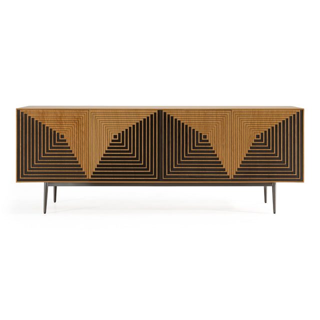 Azteca - Modern White Oak + Black Geometric Pattern Buffet - View Image 1