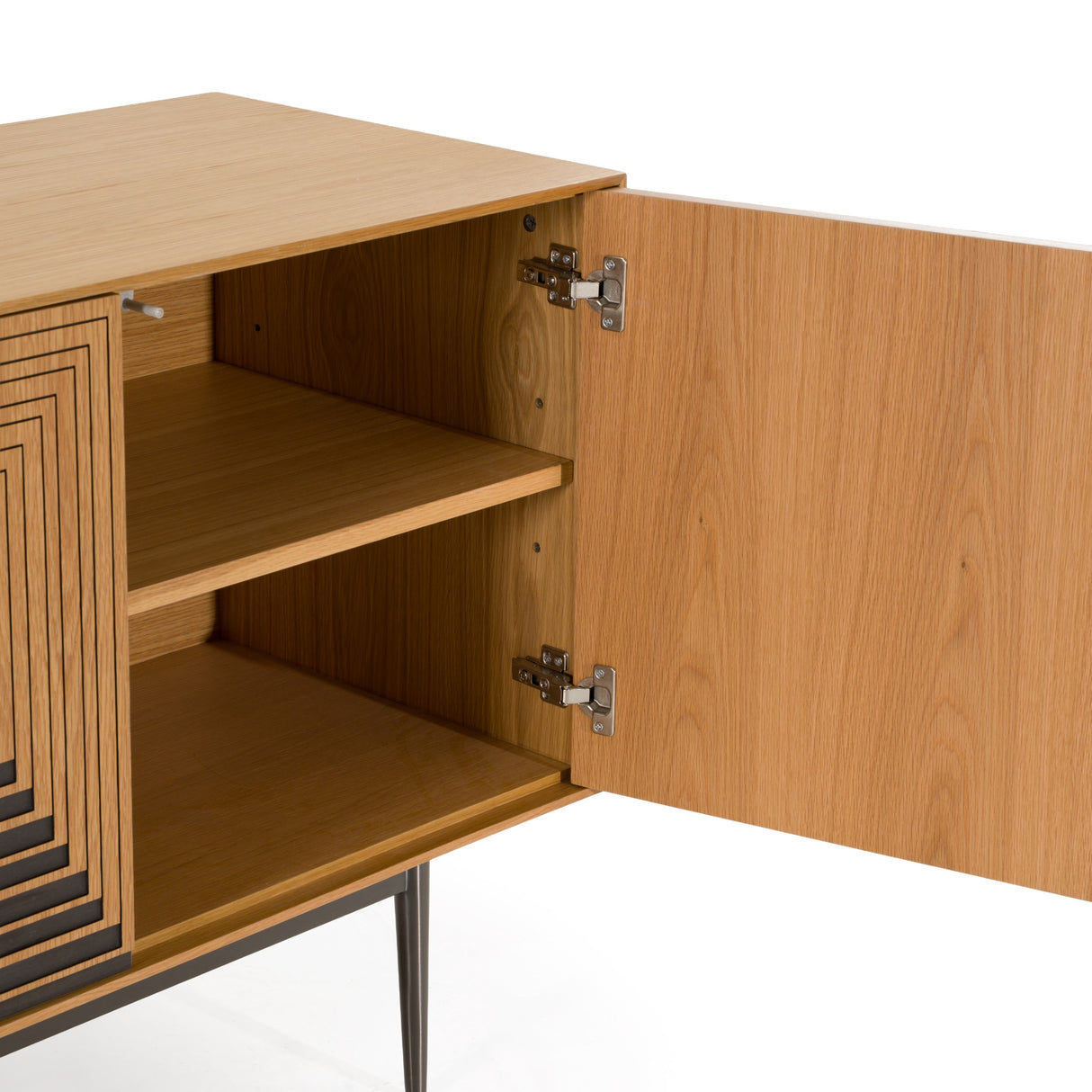 Azteca - Modern White Oak + Black Geometric Pattern Buffet - View Image 1