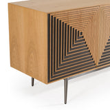 Azteca - Modern White Oak + Black Geometric Pattern Buffet - View Image 1
