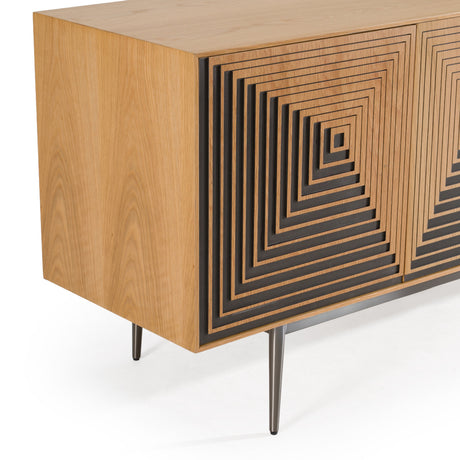 Azteca - Modern White Oak + Black Geometric Pattern Buffet - View Image 1