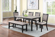 Contemporary Dining 6pc Set Table w 4x Side Chairs And Bench Padded Upholstered Cushion Seats Chairs Solid wood And Veneers Dining Room Furniture - sold by Home Elegance USA