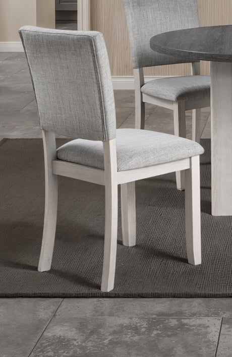Contemporary Style 5pc Dining Set Kitchen Dinette Gray Upholstered Fabric Chairs Round Table Pedestal Base Table 4x Side Chairs Dining Room - sold by Home Elegance USA