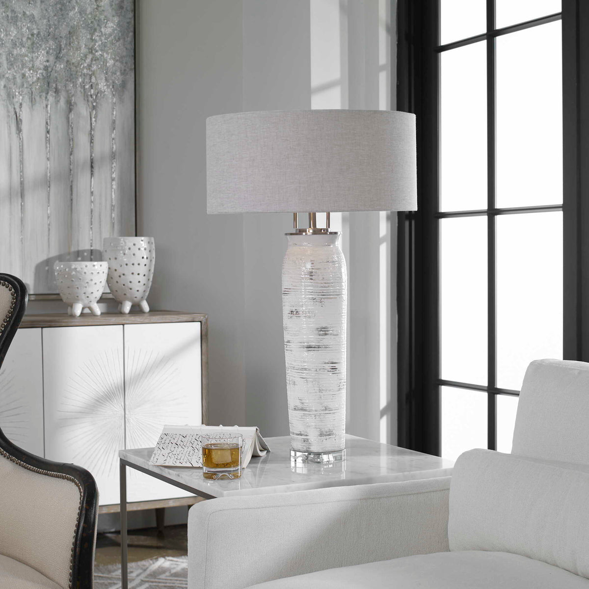 Lenta Table Lamp - White / Silver by Uttermost - View 8