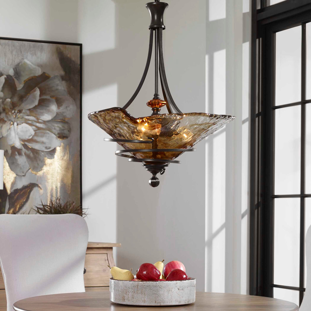 Vitalia 3 Light Pendant Oil Rubbed Bronze - Bronze / Light Brown by Uttermost - View 4