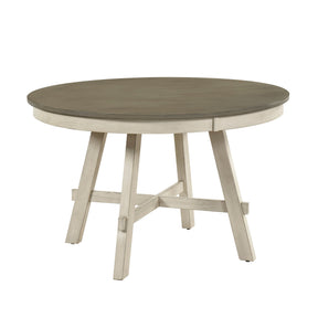 Rustic Antique White and Gray Finish 1pc Round Dining Table Farmhouse Contemporary Wooden Furniture
