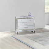 Sterling Modern Style Mirror Framed 3-Drawer Nightstand Made with Wood in Silver  same as G150108488  (NJ inventory)
