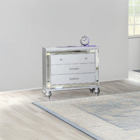Sterling Modern Style Mirror Framed 3-Drawer Nightstand Made with Wood in Silver  same as G150108488  (NJ inventory)