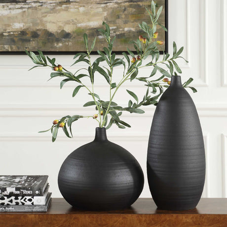 Bower Vases (Set of 2) - Black by Uttermost - View 2